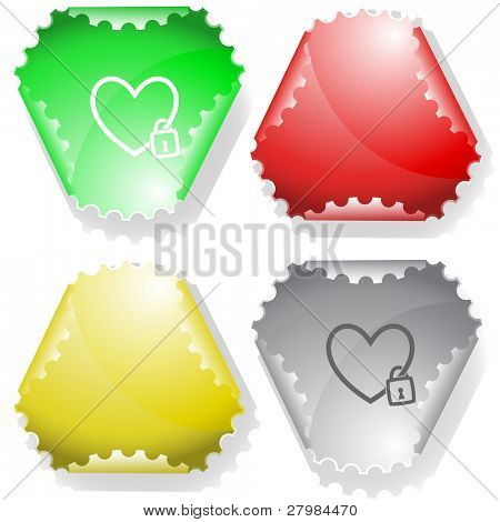 Corazón cerrado. Etiqueta engomada del vector.