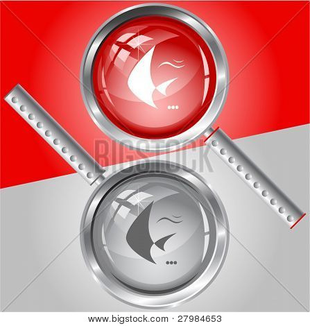 Fish. Vector magnifying glass.