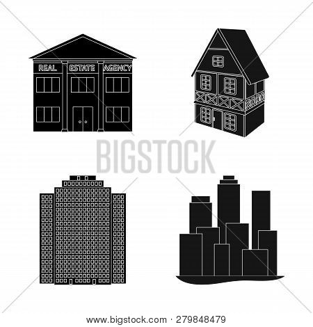 Vector Illustration Of Building And City Symbol. Collection Of Building And Business Vector Icon For