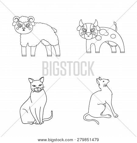 Vector Design Of Animal And Habitat Symbol. Set Of Animal And Farm Vector Icon For Stock.