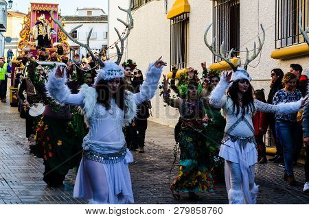 Velez-malaga, Spain - January 5, 2018 Parade On The Occasion Of The Epiphany Holiday  In Malaga Prov