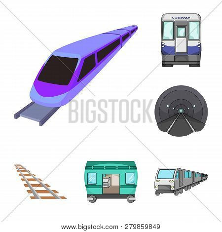 Vector Design Of Railroad And Train Icon. Set Of Railroad And Way Vector Icon For Stock.