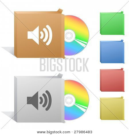 Luidspreker. Vak met compact disc.