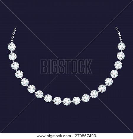 Diamond Necklace Icon. Realistic Illustration Of Diamond Necklace Vector Icon For Web Design