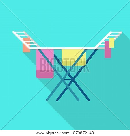 Clothes Dry Stand Icon. Flat Illustration Of Clothes Dry Stand Vector Icon For Web Design