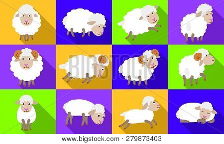 Sheep Icons Set. Flat Set Of Sheep Vector Icons For Web Design