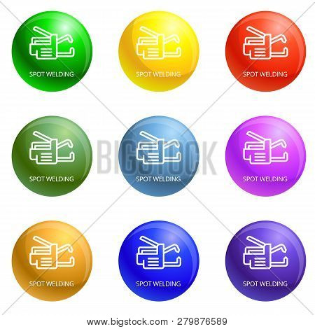 Spot Welding Icons Vector 9 Color Set Isolated On White Background For Any Web Design