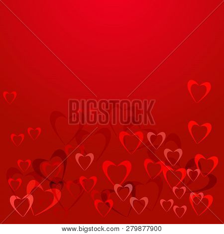 Red Background With Hearts Valentine's Day Vector