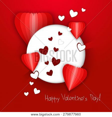 White Circle With Hearts On A Red Background