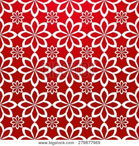 Seamless Pattern On Red Background Form Flower Vector