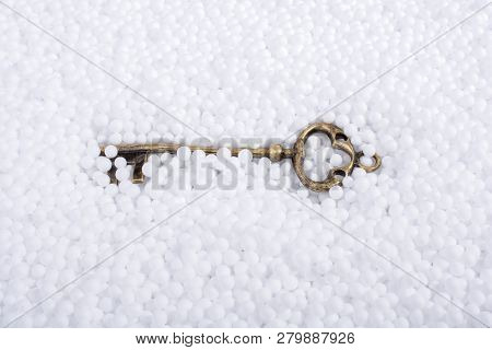 Retro Key On Little  White Polystyrene Foam Balls