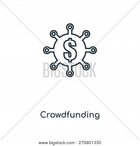 Crowdfunding Icon In Trendy Design Style. Crowdfunding Icon Isolated On White Background. Crowdfundi