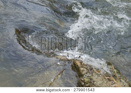 Abstract Detail Of The Winter Creek In Januar