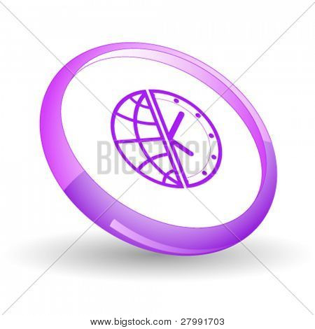 Globe et horloge. Vector icon.