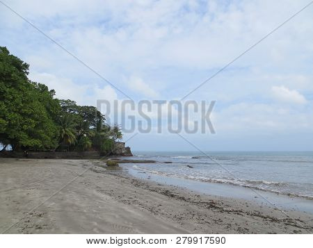 Anyer, Indonesia - June 26, 2018: Background Of Seascape At Sambolo Beach Anyer.