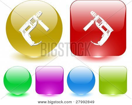 Electric drill. Vector interface element.