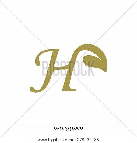 Letter H With Leaf Logo Design Concept Vector. Initial H Nature Logo Template