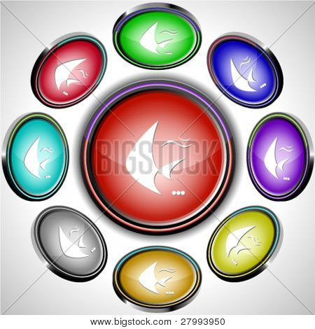 Fish. Vector internet buttons. 8 different projections.
