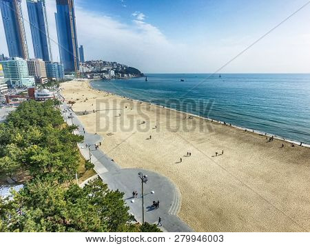 Cloudy Winter Haeundae Beach, Busan, South Korea