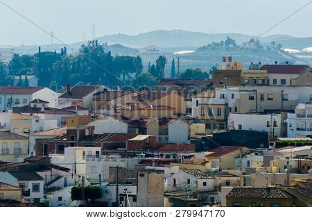 Antas, Spain - January 18, 2019 Top View Of The Roofs Of Buildings In A Small Town In Andalusia, Typ
