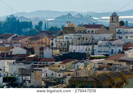 Antas, Spain - January 18, 2019 Top View Of The Roofs Of Buildings In A Small Town In Andalusia, Typ