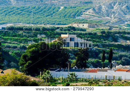 Antas, Spain - January 18, 2019 Top View Of The Roofs Of Buildings In A Small Town In Andalusia, Typ