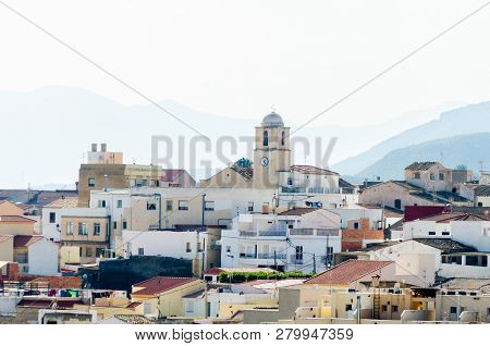 Antas, Spain - January 18, 2019 Top View Of The Roofs Of Buildings In A Small Town In Andalusia, Typ