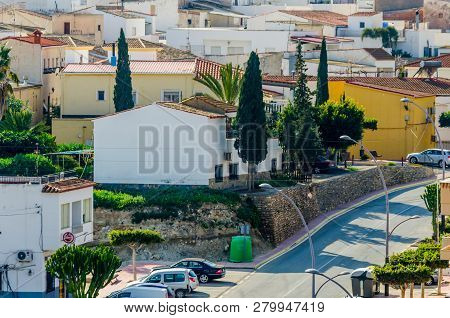 Antas, Spain - January 18, 2019 Top View Of The Roofs Of Buildings In A Small Town In Andalusia, Typ