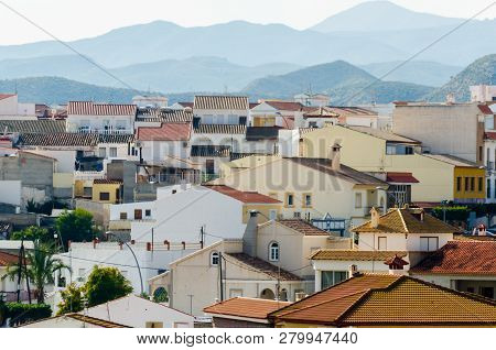 Antas, Spain - January 18, 2019 Top View Of The Roofs Of Buildings In A Small Town In Andalusia, Typ