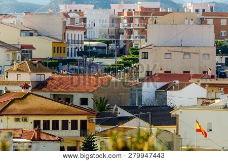 Antas, Spain - January 18, 2019 Top View Of The Roofs Of Buildings In A Small Town In Andalusia, Typ