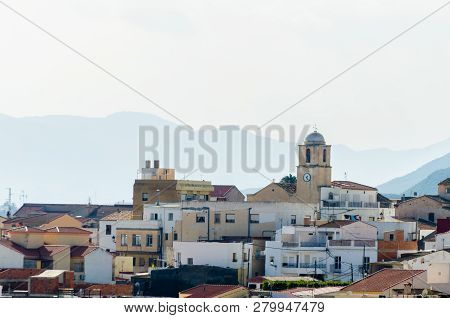 Antas, Spain - January 18, 2019 Top View Of The Roofs Of Buildings In A Small Town In Andalusia, Typ