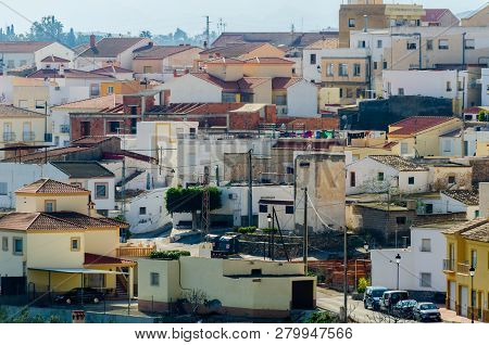 Antas, Spain - January 18, 2019 Top View Of The Roofs Of Buildings In A Small Town In Andalusia, Typ