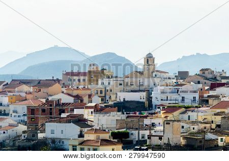 Antas, Spain - January 18, 2019 Top View Of The Roofs Of Buildings In A Small Town In Andalusia, Typ