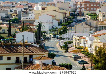 Antas, Spain - January 18, 2019 Top View Of The Roofs Of Buildings In A Small Town In Andalusia, Typ