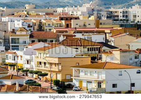 Antas, Spain - January 18, 2019 Top View Of The Roofs Of Buildings In A Small Town In Andalusia, Typ