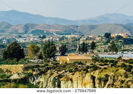 Antas, Spain - January 18, 2019 Top View Of The Roofs Of Buildings In A Small Town In Andalusia, Typ
