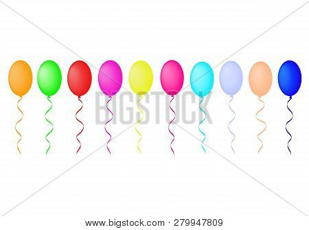 Vector Drawing With Bright Balloons On White Background