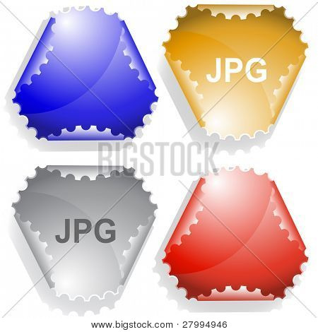 Etiqueta engomada jpg. Vector.