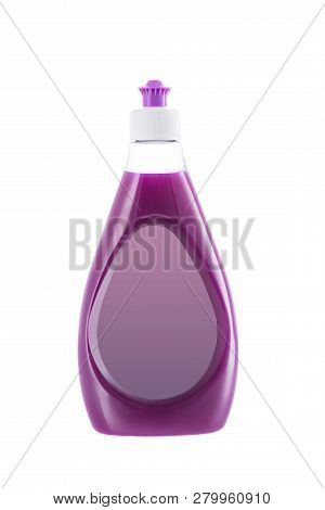 Dishwashing Liquid Detergent Isolated On White Background. House Cleaning Product.