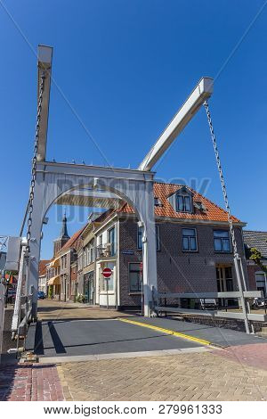 Hasselt, Netherlands - May 04, 2018: White Bridge In The Center Of Hasselt, Netherlands