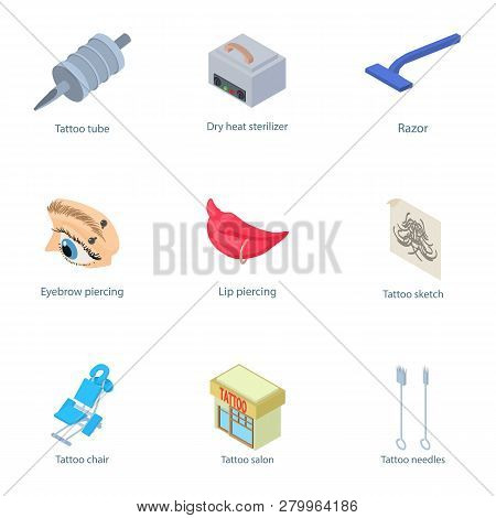 Puncture Icons Set. Isometric Set Of 9 Puncture Icons For Web Isolated On White Background