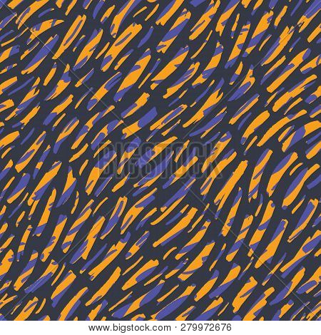 Abstract Hand-drawn Animal Skin Vector Seamless Pattern. Organic Fragments. Whimsical Diagonal Strip