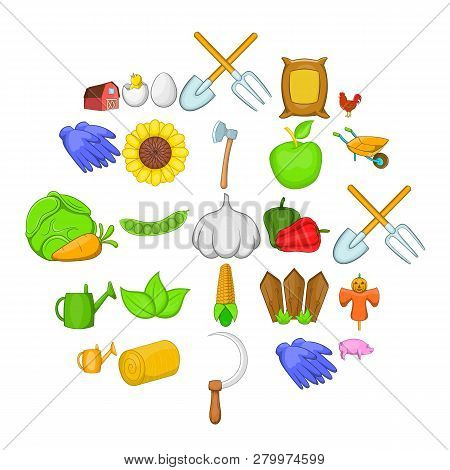 Grower Icons Set. Cartoon Set Of 25 Grower Icons For Web Isolated On White Background