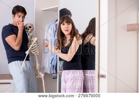 Concept of Skeleton in the cupboard or closet