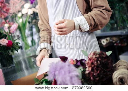 Unordinary Fresh Flowers Lying On Craft Paper
