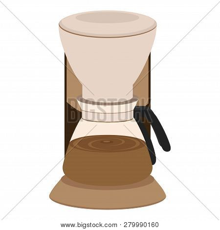 ?offee Maker With Glass. Realistic Coffee Maker On White Background. Vector Illustration. Eps 10.