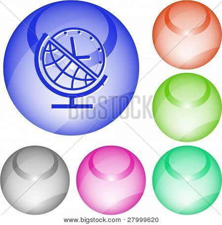 Globe et horloge. Élément d'interface vectorielle.