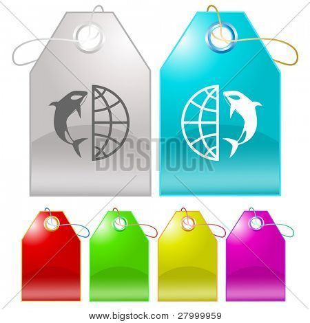 Globo e shamoo. Tag vettoriale.