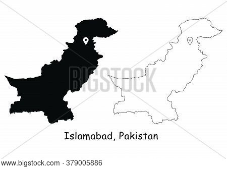 Islamabad, Islamic Republic Of Pakistan. Detailed Country Map With Location Pin On Capital City. Bla