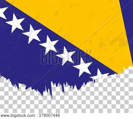 Grunge-style Flag Of Bosnia And Herzegovina On A Transparent Background. Vector Textured Flag Of Bos